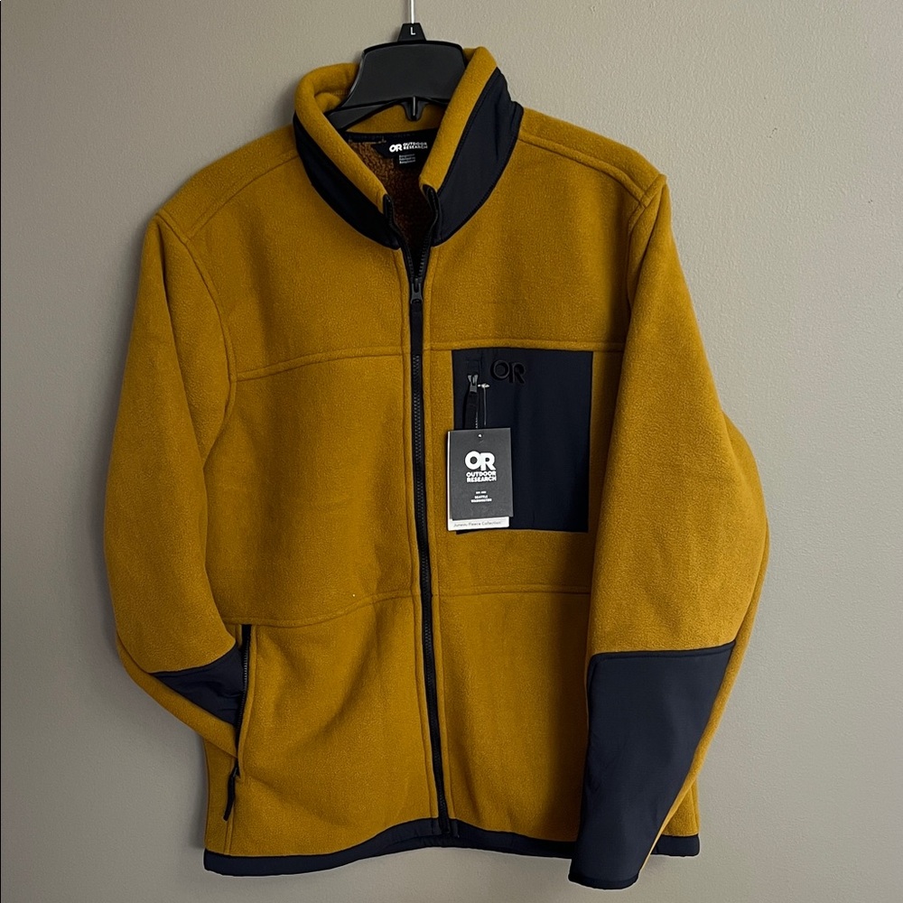 Outdoor Research Men's Gold and Black Zip-Up Sweater